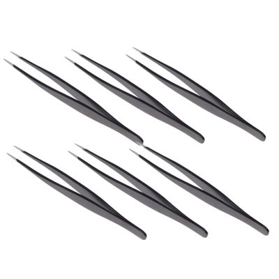 WEKADRIN 6pcs Stainless Steel Eyelash Tweezers Set Straight Professional Makeup Tweezers for Eyelash Extensions and Grafting Tool for Makeup Artists