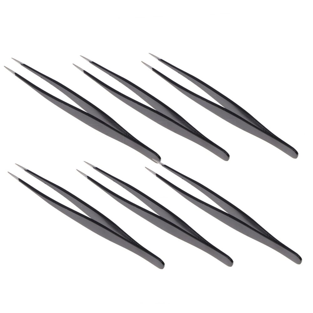 WEKADRIN 6pcs Stainless Steel Eyelash Tweezers Set Straight Professional Makeup Tweezers for Eyelash Extensions and Grafting Tool for Makeup Artists