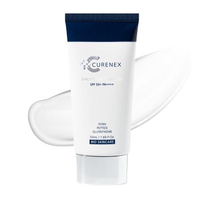 CURENEX Daily Sheer Sunscreen SPF50+ PA++++ provides comprehensive protection against UVA+UVB rays while revitalizing skin with PDRN and multi-peptide complex. (1.69 fl.oz.)