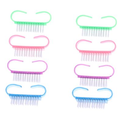 HONITANO Cleat Shape Nail Dust Brush Set of 8 Small Plastic Manicure Tools for Women and Girls for Nail Art and Cleaning