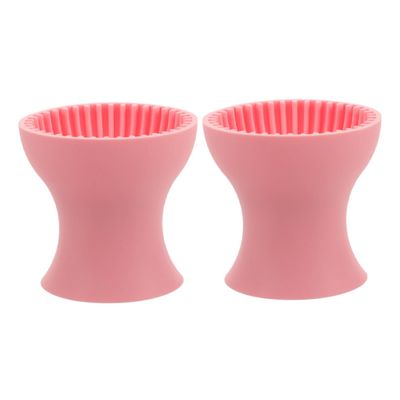 Beaupretty 2pcs Makeup Brush Cleaner Bowl Pan Silicone Cosmetic Brush Cleaner Pad for Home Travel Professional Use