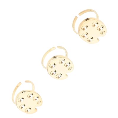 3pcs Aluminum Mini Nail Art Palette Finger Rings Set, Metal Manicure Palette Tools Makeup Palettes Manicure Mixing Plate for Nail Art Display