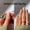 3pcs Aluminum Mini Nail Art Palette Finger Rings Set, Metal Manicure Palette Tools Makeup Palettes Manicure Mixing Plate for Nail Art Display view 2