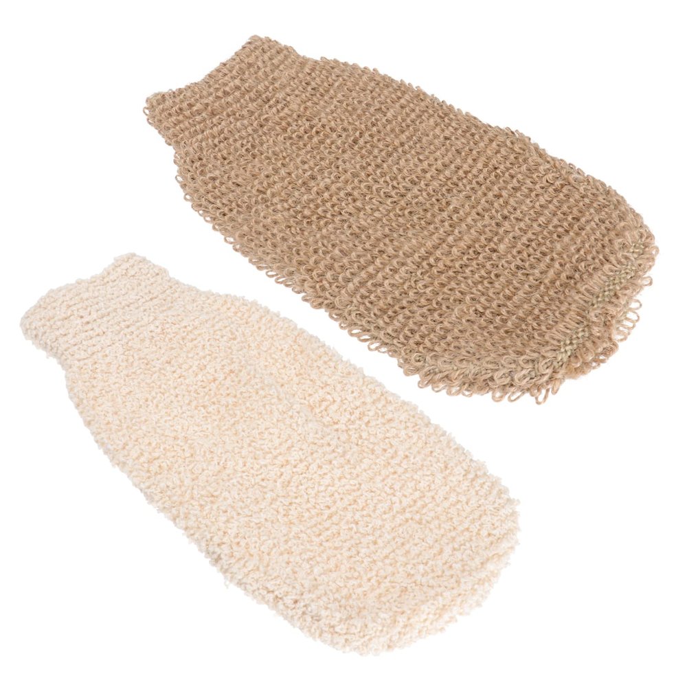 Gogogmee 2pcs Bath Gloves Exfoliating Loofah for Shower Bathing Towels Back-Pulling Towels Reinforced Edges