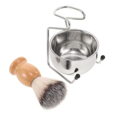 ELAYARD Stainless Steel Shaving Brush and Bowl Kit for Men Complete Wet Shaving Set Soft Bristles and Stand Elegant Grooming Accessories for Smooth Shave
