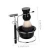 Gogogmee 4pcs Stainless Steel Beard Kit Stand Professional Shaving Tools for Men Includes Shaving Brush and Bowl Portable and Easy to Clean for Travel Use view 2