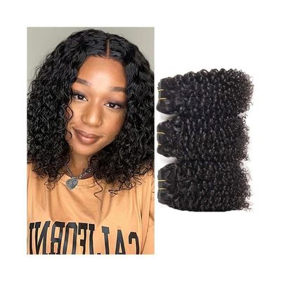 Bundles Short Kinky Curly Bundles Natural Color 8 8 8 Inches 3 PCS Afro Curly Brazilian Virgin Human Hair Weave Extensions for Black Women Hair Weft