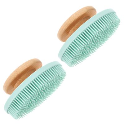 BATHVEVE 2pcs Ergonomic Design Body Exfoliating Brush Silicone Shower Massager Bathing Scrubber