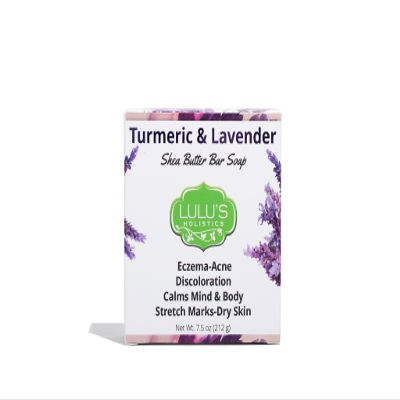 Lulu's Holistics Turmeric & Lavender Essential Oil Bar Soap with Shea Butter, Natural Ingredients, 8 oz, for Calmer, Clearer Skin