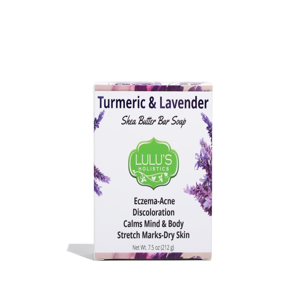 Lulu's Holistics Turmeric & Lavender Essential Oil Bar Soap with Shea Butter, Natural Ingredients, 8 oz, for Calmer, Clearer Skin