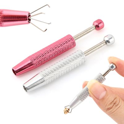 2 Pcs Piercing Ball Grabber Tool, Piercing Changing Tools Diamond Claw Tweezers Jeweler Pick Up Tool 4 Claw Gem Picker Tool Chip Pick for Small Parts Pickup(Silver+Pink)