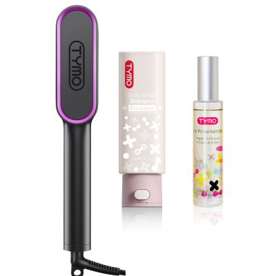 TYMO Straightener Brush + Heat Protectant Spray for Hair + Natural Formula Shampoo