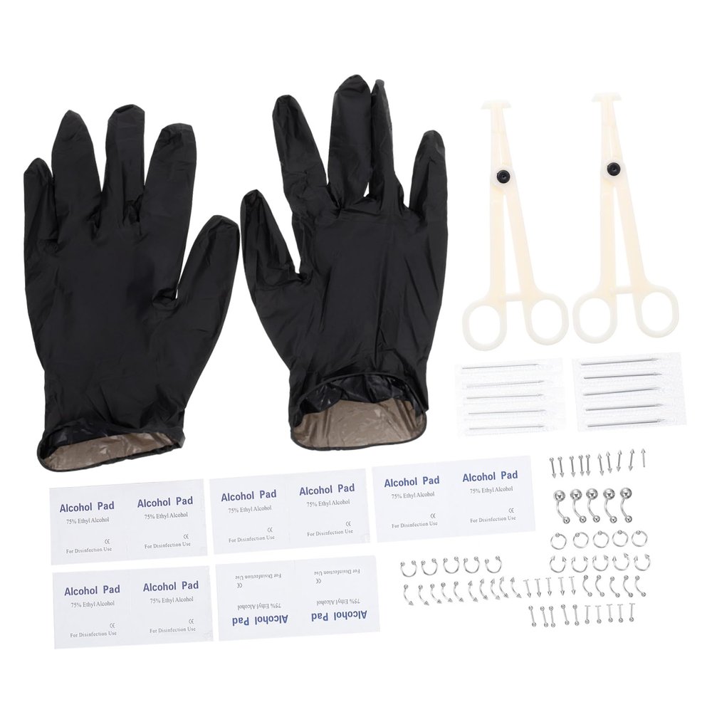 BIUDECO Self-piercing Tools Kit Nose Piercing Jewelry Stainless Steel Acrylic Allergy