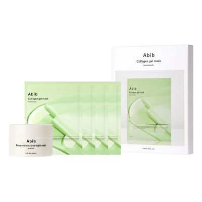 Abib Rice Probiotics Overnight Mask Barrier Jelly & Collagen Gel Mask Heartleaf Jelly 4 Sheets | Moisturizer for Slugging Intensice Nourishing Soothing Face, Korean Vegan Collagen