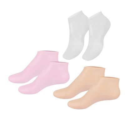 CALLARON 3pairs Moisturizing Lotion Socks for Women of Elastic Spa Socks for Intensive Foot Care Overnight Hydration Treatment for Dry Cracked Feet Skin Tone