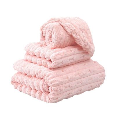 DFWZMQTG Bath Towel Quick Drying Household Hair Dryer Cap Coral Fleece Towel Soft and Skin-Friendly(Pink)