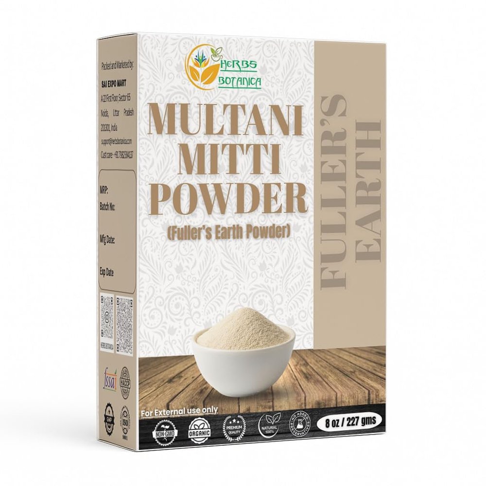 Herbs Botanica Multani Mitti Powder/Fuller's Earth Clay Powder Fine Face & Body Pack Powder for DIY Skincare, Masks, and Natural Cleansing 8 oz Resealable Pack