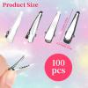 100pcs 1.18 Inch Small Alligator Hair Clips, Silver Metal Iron Alligator Hair Clips For Hair Styling, Flat Top Single Prong Hairpins/Crocodile Bow Clips For Bow Making, Metal Hairclip view 2