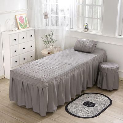 LDLCYCN Grey,180 * 60cm(S), Massage Table Cover with Face Hole Massage Bed Sheet Cover with Elastic Band Soft Beauty Massage SPA Couch Cover with Skirt Beauty Therapy Bed Cover Washable