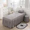 LDLCYCN Grey,180 * 60cm(S), Massage Table Cover with Face Hole Massage Bed Sheet Cover with Elastic Band Soft Beauty Massage SPA Couch Cover with Skirt Beauty Therapy Bed Cover Washable view 1