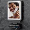 Heated Shower Mirror Fogless for Shaving, 3 Colors Stepless Dimmable Lights Fogless Mirror for Shower, Rechargeable Anti Fog Shaving Mirror with Razor Holder for Men, Light Memory Function, Gray view 1