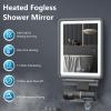 Heated Shower Mirror Fogless for Shaving, 3 Colors Stepless Dimmable Lights Fogless Mirror for Shower, Rechargeable Anti Fog Shaving Mirror with Razor Holder for Men, Light Memory Function, Gray view 2