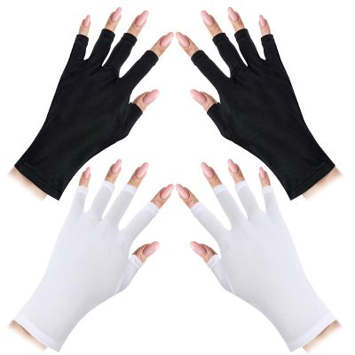 YUXIANLB UV Protection Gloves for Gel Nails, Halloween Fingerless Gloves, 3 Pairs Compression Glove for Gel Manicures, Nail Supplies, Stretchy Breathable Fabric for Nail Techs, DIY Salon Use
