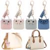 4 PCS Owl Mini Backpack Keychain PU Leather Owl Key Chain Cute Tassel Keyring Metal Snap Button Change Wallet Bags for Women Girl Small Cosmetic Bag Data Cable Organizer Portable Travel Storage Pouch view 1