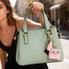 4 PCS Owl Mini Backpack Keychain PU Leather Owl Key Chain Cute Tassel Keyring Metal Snap Button Change Wallet Bags for Women Girl Small Cosmetic Bag Data Cable Organizer Portable Travel Storage Pouch view 4