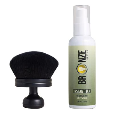 Touch N Glow Kit - Sunless Tanner & Body Makeup Lotion for Instant, Water Resistant Tan | Achieve a Sunkissed, Flawless Self-Tan in Minutes with Body Brush (Light/Medium)