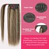 Youngsmile Piano Ponytail Extension Human Hair 65g 16inch,Color #4P27 Chocolate Brown Highlighted with Caramel Blonde Ponytail Hair Extensions Hair Pieces, 14Inch 65 Gram (PT#4P27-16Inch) view 2
