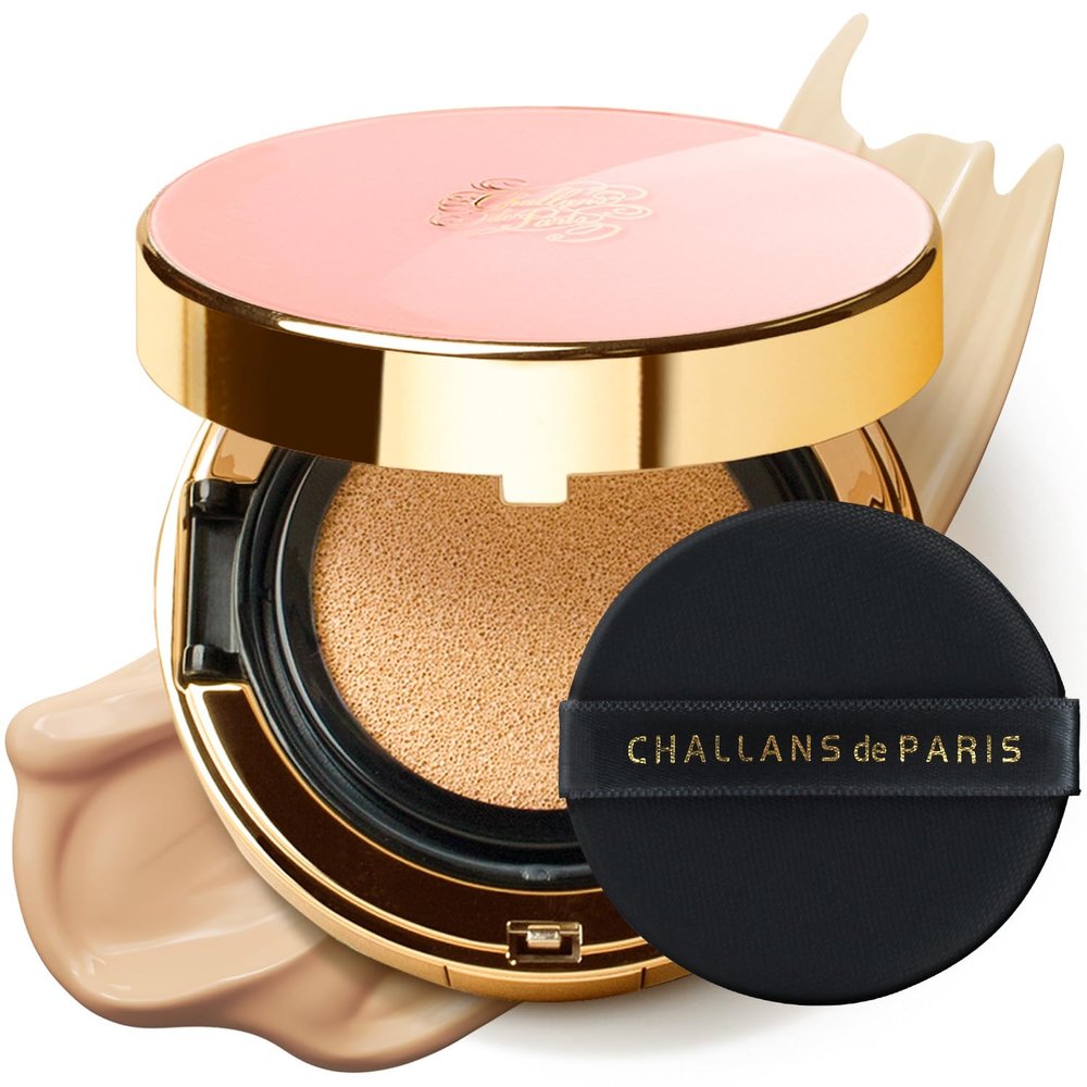 [CHALLANS de PARIS] Cushion de Albarosa Cream Foundation  Semi Matte Finish, Luxurious Skin Finish, High Coverage, Smooth Finish, 21 Bright Ivory, 0.53 oz (23 Medium Beige, 0.53 oz)