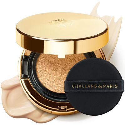 [CHALLANS de PARIS] Cushion de Aqua Cream Foundation  Dewy Finish, Glowing Skin, Lightweight Texture, Hydrating Formula, Smooth Application, 21 Bright Ivory, 0.53 oz