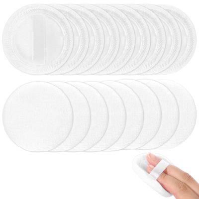 18 Pieces Powder Puff, Soft Velour Setting Powder Puffs Round Washable Makeup Face Compact Pads for Loose and Foundation, 2.36 Inch (White)