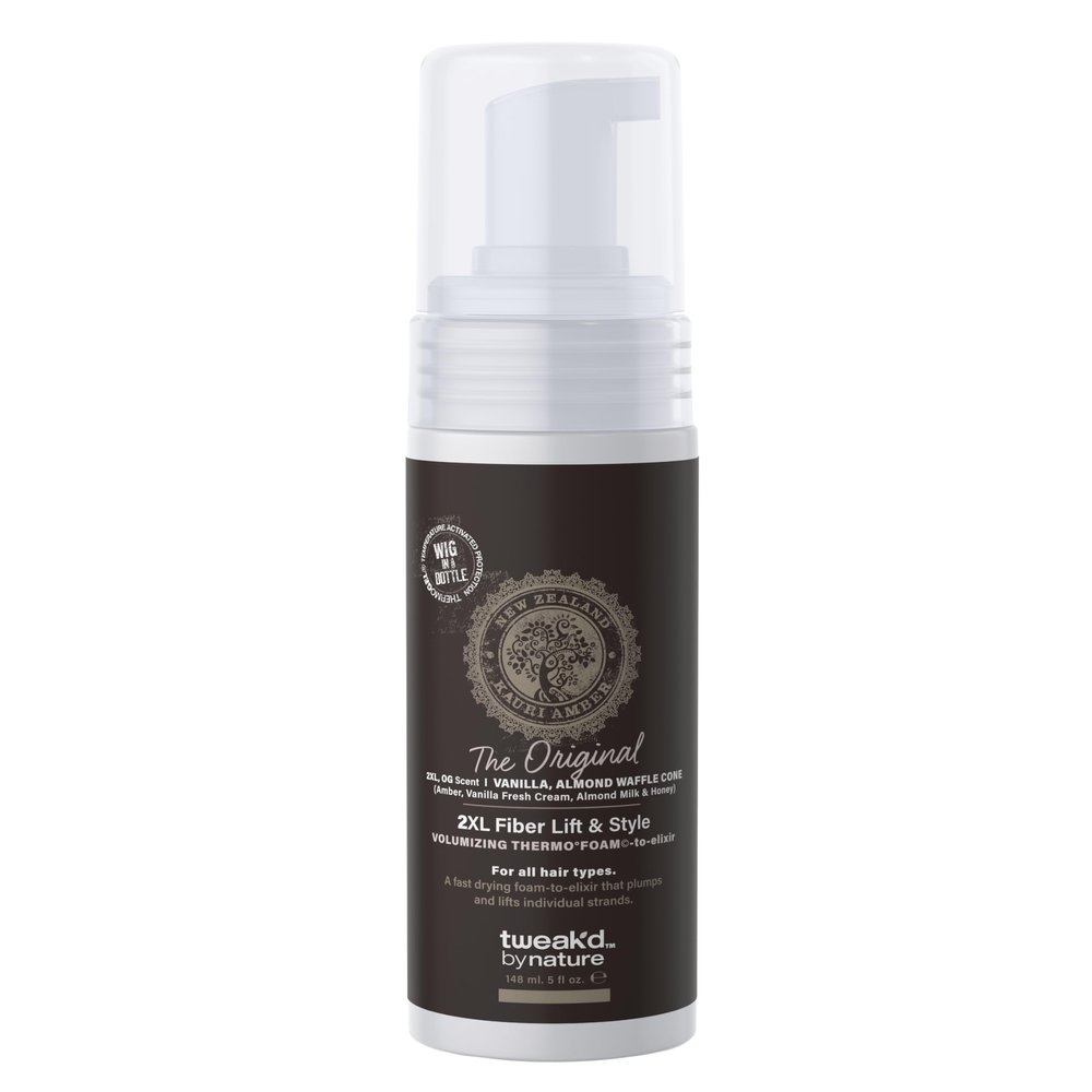 Tweakd by Nature - 2XL Fiber Lift & Style Volumizing Foam, Styling Foam and Mousse for Hair Volume, Heat Protectant, Hydrating for Long-Lasting Softness, Cruelty Free (5oz)