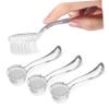 EXQUIMEUBLE 3pcs Nail Scrub Brush Protective Covers Ergonomic Handle for Fingernails and Toenails Cleaning Foot Brush for Manicure and Pedicure Transparent Design view 1
