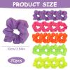 20 Pcs Neon Hair Accessories, Neon Scrunchies For Hair 80s, Neon Ponytail Scrunchies Hair Suitable for Parties, Dates, Daily Travel (Dark Rose Red, Fluorescent Green, Purple, Orange And Yellow) view 2
