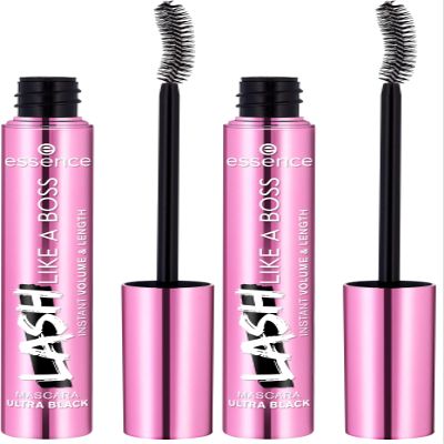 essence | Lash Like A Boss Instant Volume & Length Mascara | Ultra Black Color & Curved Fiber Brush | Vegan & Cruelty Free | Free From Parabens & Microplastic Particles (Pack of 2)