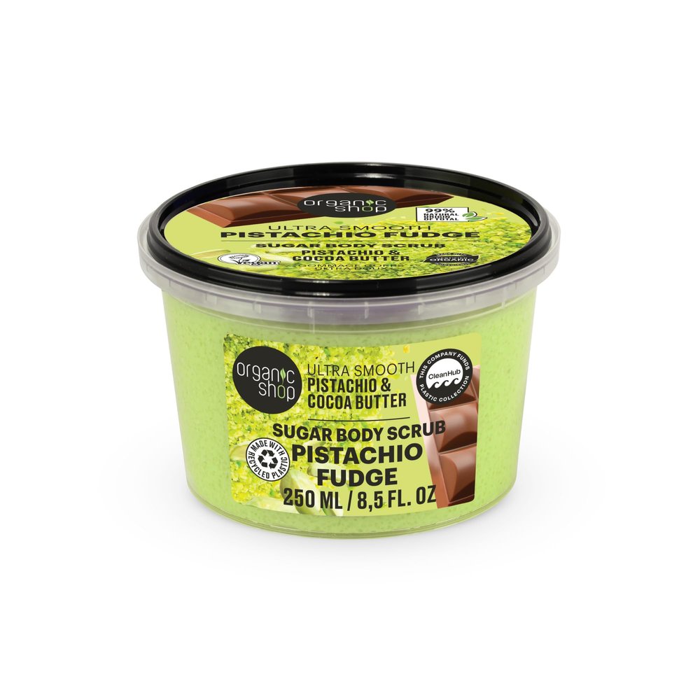 Organic Shop Ultra Smooth Pistachio Fudge (Dubai Chocolate) Body Scrub, Pistachio & Cocoa, 250 ml'