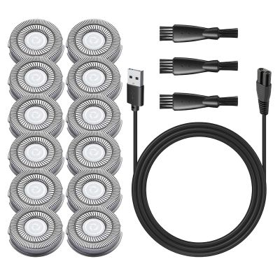 12PCS Pitbull Shaver Replacement Blade and Charger Cable