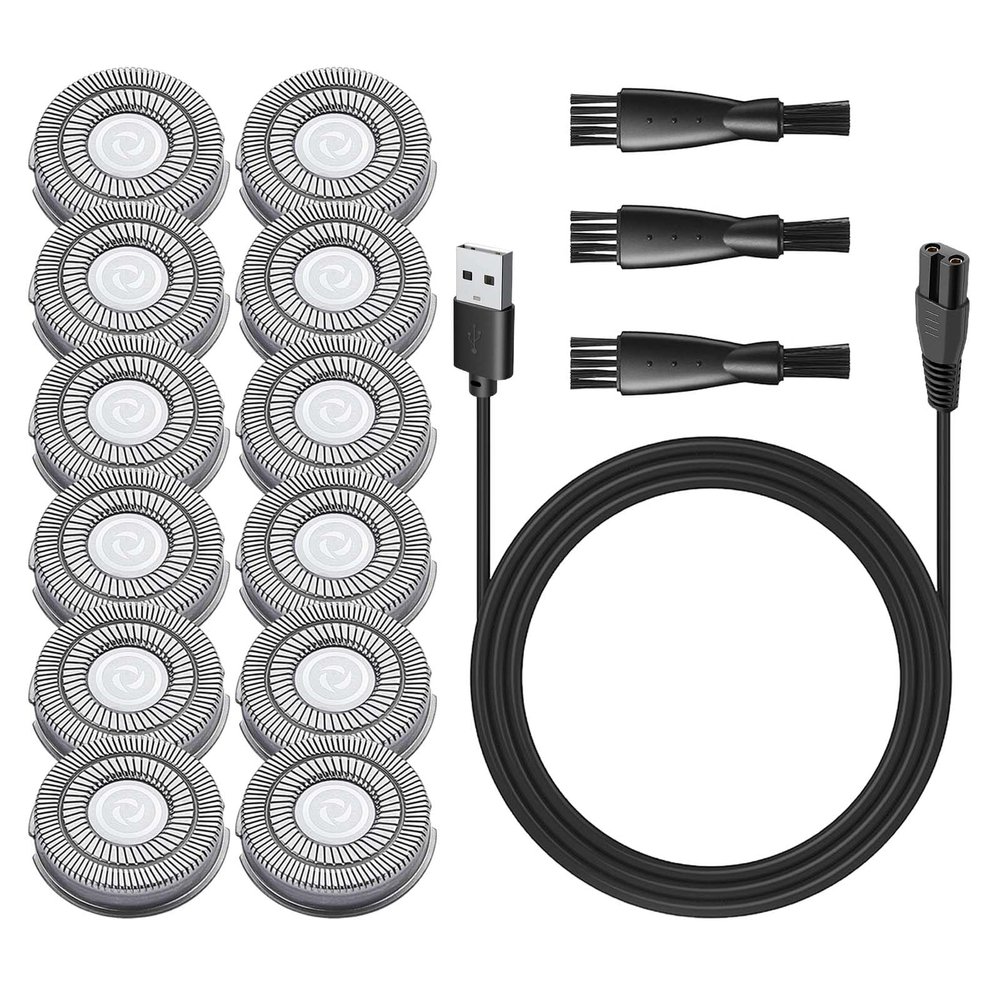 12PCS Pitbull Shaver Replacement Blade and Charger Cable