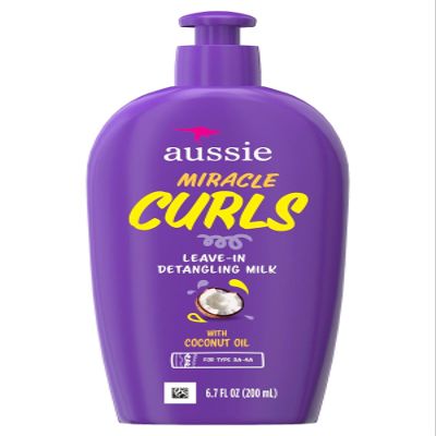 Aussie, Miracle Curls Leave-in Detangling Milk with Coconut & Jojoba Oil, 6.7 Fl Oz