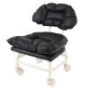 Yinhing Black Rolling Stool with Wheels, Ergonomic Backrest, Water Proof PU Leather, for Home Office Gym Salon Workshop view 1