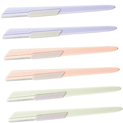 FRCOLOR Stainless Steel Eyebrow Razor Set 6 Pieces High Precision Eyebrow Shavers for Women Facial Hair Removal Tools Portable with Protective Cover
