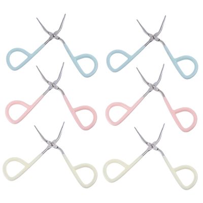 EXQUIMEUBLE 6pcs Stainless Steel Eyebrow Tweezers and Scissors Flat Tip for Precision Trimming and Grooming for Eyebrow Care Professional Salons