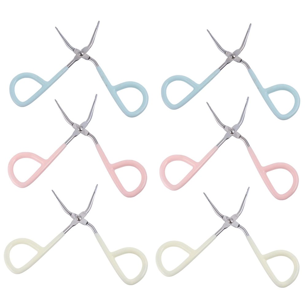 EXQUIMEUBLE 6pcs Stainless Steel Eyebrow Tweezers and Scissors Flat Tip for Precision Trimming and Grooming for Eyebrow Care Professional Salons