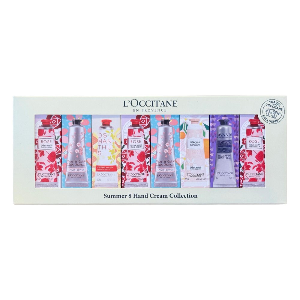 L'OCCITANE Hand Cream Set, 8 Nourishing & Moisturizing Daily Travel-Size Tubes with Shea Butter, Repairs Dry Hands, Perfect for Gifting & On-The-Go