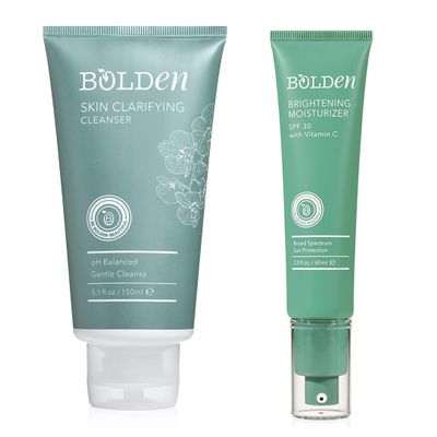 Bolden Skin Clarifying Cleanser & SPF 30 Brightening Face Moisturizer Bundle  pH-Balanced, Sulfate-Free Gel Cleanser for Oily, Blemish-Prone Skin & Vitamin C Sunscreen with Broad Spectrum UVA/UVB Pro