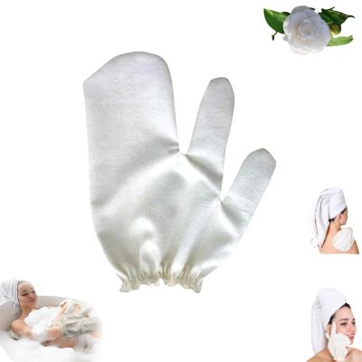 Garshana Gloves Raw Silk Gloves, Ayurvedic Raw Silk Massage Gloves, Exfoliating Gloves with Elasticated Wrist Strap (1 pc)