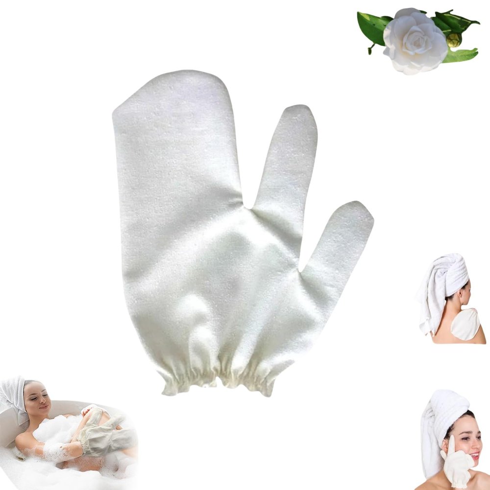 Garshana Gloves Raw Silk Gloves, Ayurvedic Raw Silk Massage Gloves, Exfoliating Gloves with Elasticated Wrist Strap (1 pc)